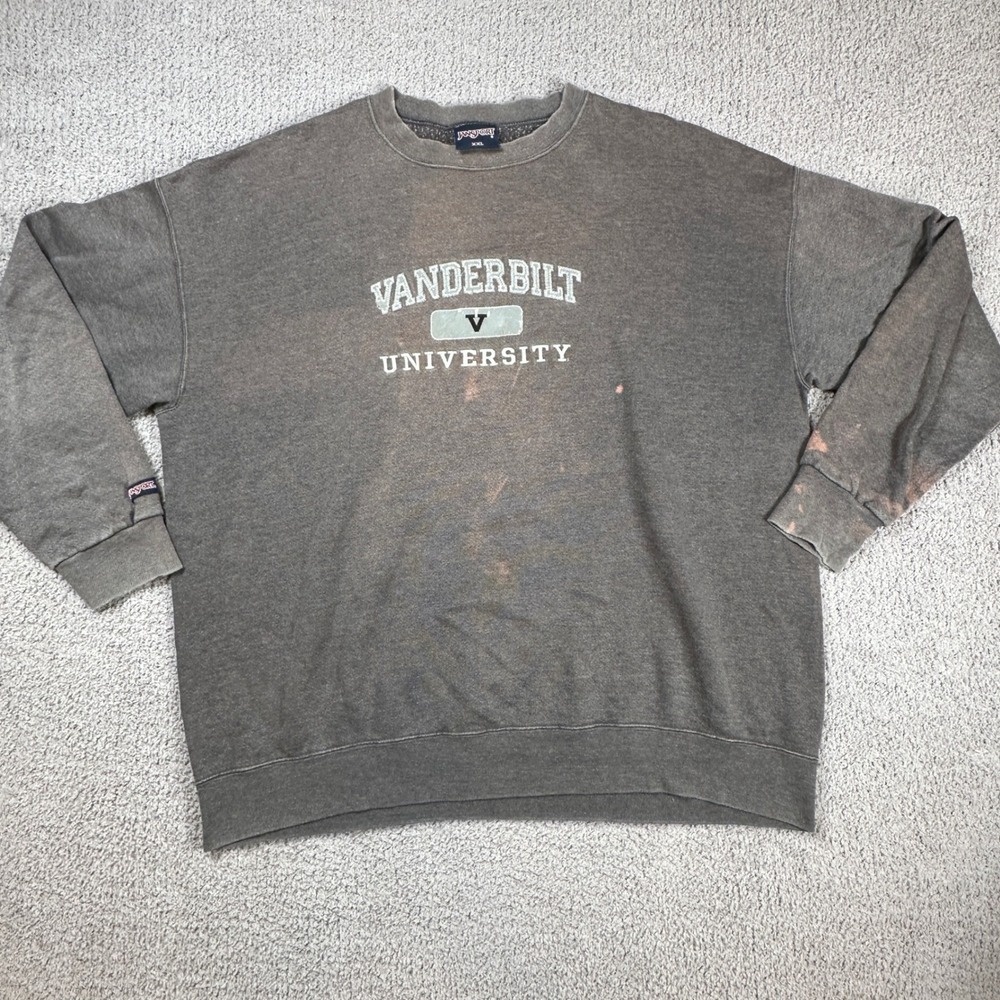 Vintage JanSport Vanderbilt University Sweatshirt XXL Faded Grey 90s Collegiate